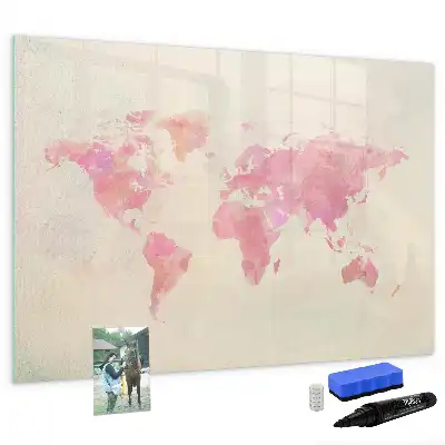 Magnetic marker board watercolor world map design