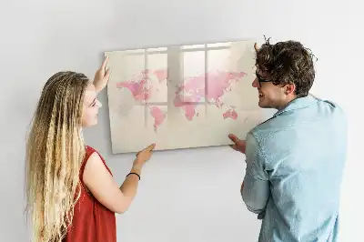 Magnetic marker board watercolor world map design