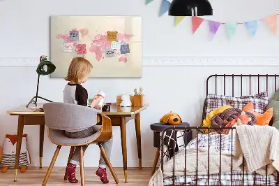 Magnetic marker board watercolor world map design