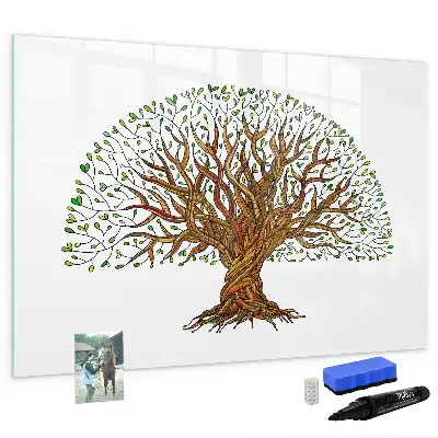 Magnetic glass dry erase board tree root design