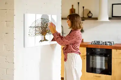 Magnetic glass dry erase board tree root design