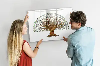 Magnetic glass dry erase board tree root design