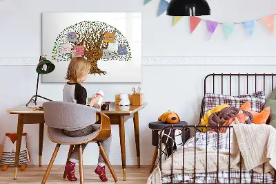 Magnetic glass dry erase board tree root design