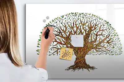Magnetic glass dry erase board tree root design