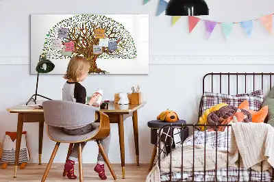 Magnetic glass dry erase board tree root design