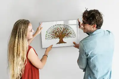 Magnetic glass dry erase board tree root design