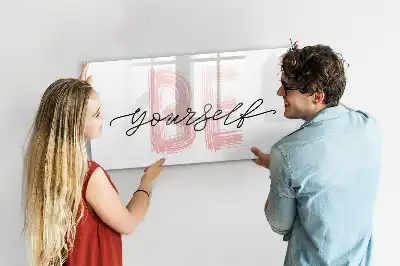 Magnetic marker board with Be yourself text