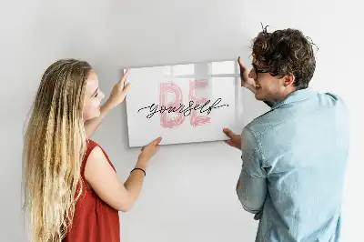 Magnetic marker board with Be yourself text