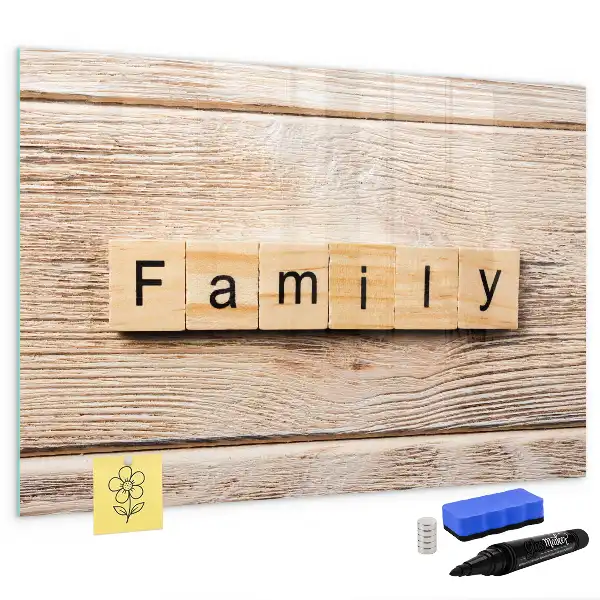 Magnetic glass dry erase board family text design