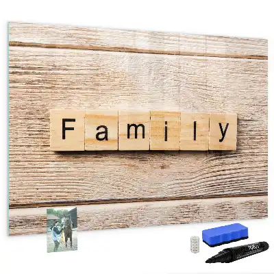 Magnetic glass dry erase board family text design