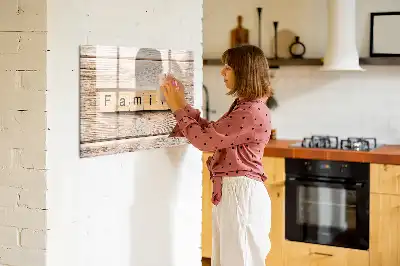 Magnetic glass dry erase board family text design