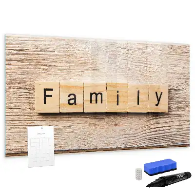 Magnetic glass dry erase board family text design