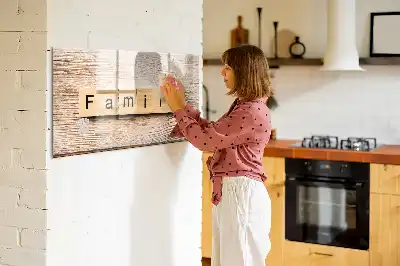 Magnetic glass dry erase board family text design