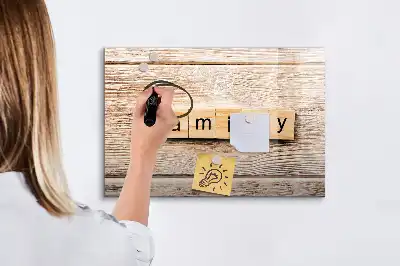 Magnetic glass dry erase board family text design
