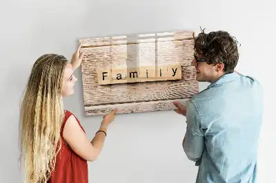 Magnetic glass dry erase board family text design