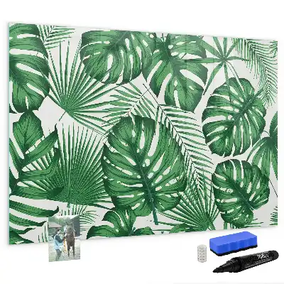 Magnetic marker board with Monstera leaves pattern