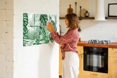 Magnetic marker board with Monstera leaves pattern