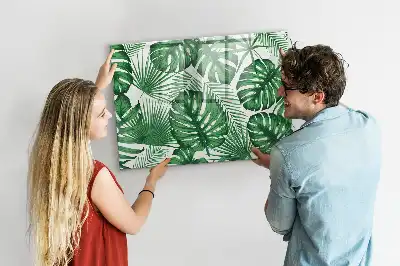Magnetic marker board with Monstera leaves pattern