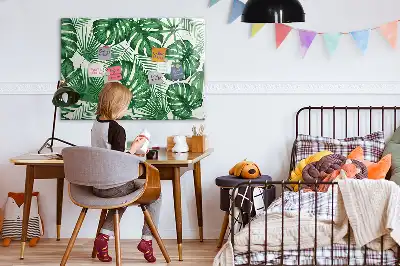 Magnetic marker board with Monstera leaves pattern