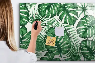 Magnetic marker board with Monstera leaves pattern
