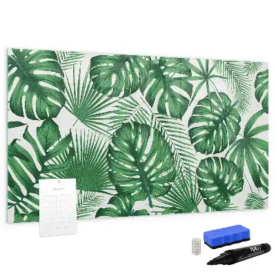 Magnetic marker board with Monstera leaves pattern