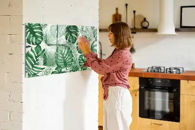 Magnetic marker board with Monstera leaves pattern
