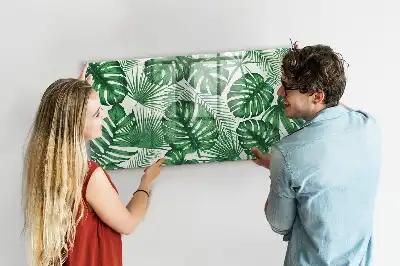 Magnetic marker board with Monstera leaves pattern