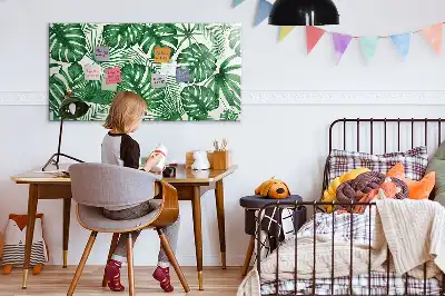 Magnetic marker board with Monstera leaves pattern