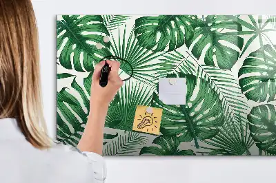 Magnetic marker board with Monstera leaves pattern