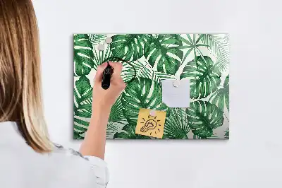 Magnetic marker board with Monstera leaves pattern