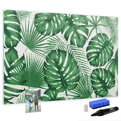 Magnetic marker board with Monstera leaves pattern