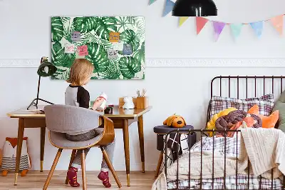 Magnetic marker board with Monstera leaves pattern