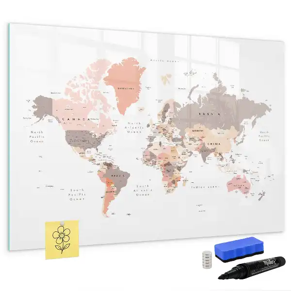 World map magnetic marker board detailed design