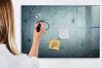 Magnetic glass dry erase board with vintage map design