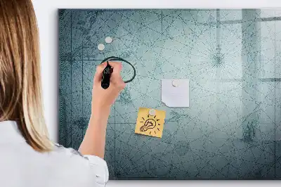 Magnetic glass dry erase board with vintage map design
