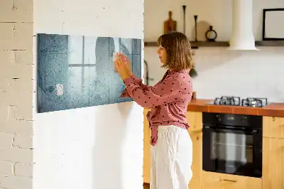 Magnetic glass dry erase board with vintage map design