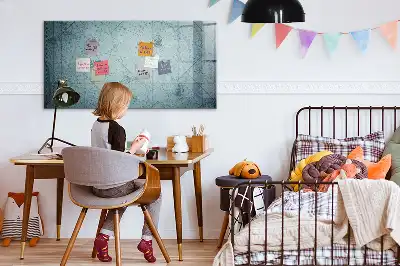 Magnetic glass dry erase board with vintage map design
