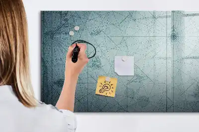 Magnetic glass dry erase board with vintage map design