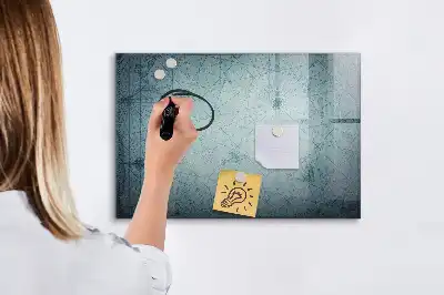 Magnetic glass dry erase board with vintage map design