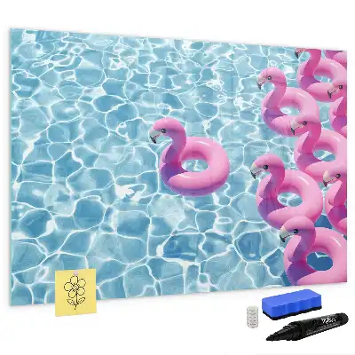 Magnetic glass dry erase board inflatable flamingos