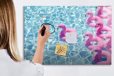 Magnetic glass dry erase board inflatable flamingos