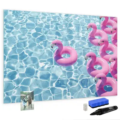Magnetic glass dry erase board inflatable flamingos