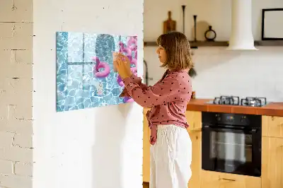 Magnetic glass dry erase board inflatable flamingos