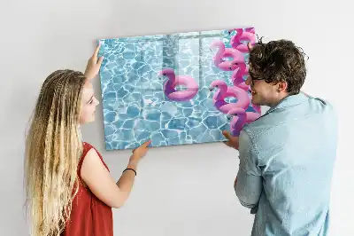Magnetic glass dry erase board inflatable flamingos