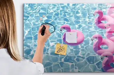 Magnetic glass dry erase board inflatable flamingos