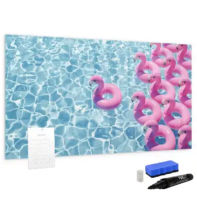 Magnetic glass dry erase board inflatable flamingos
