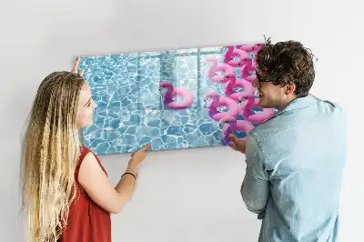 Magnetic glass dry erase board inflatable flamingos
