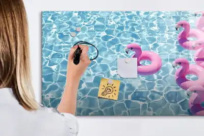 Magnetic glass dry erase board inflatable flamingos