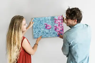 Magnetic glass dry erase board inflatable flamingos