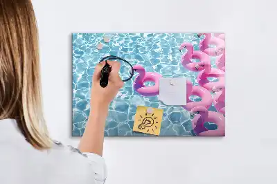 Magnetic glass dry erase board inflatable flamingos